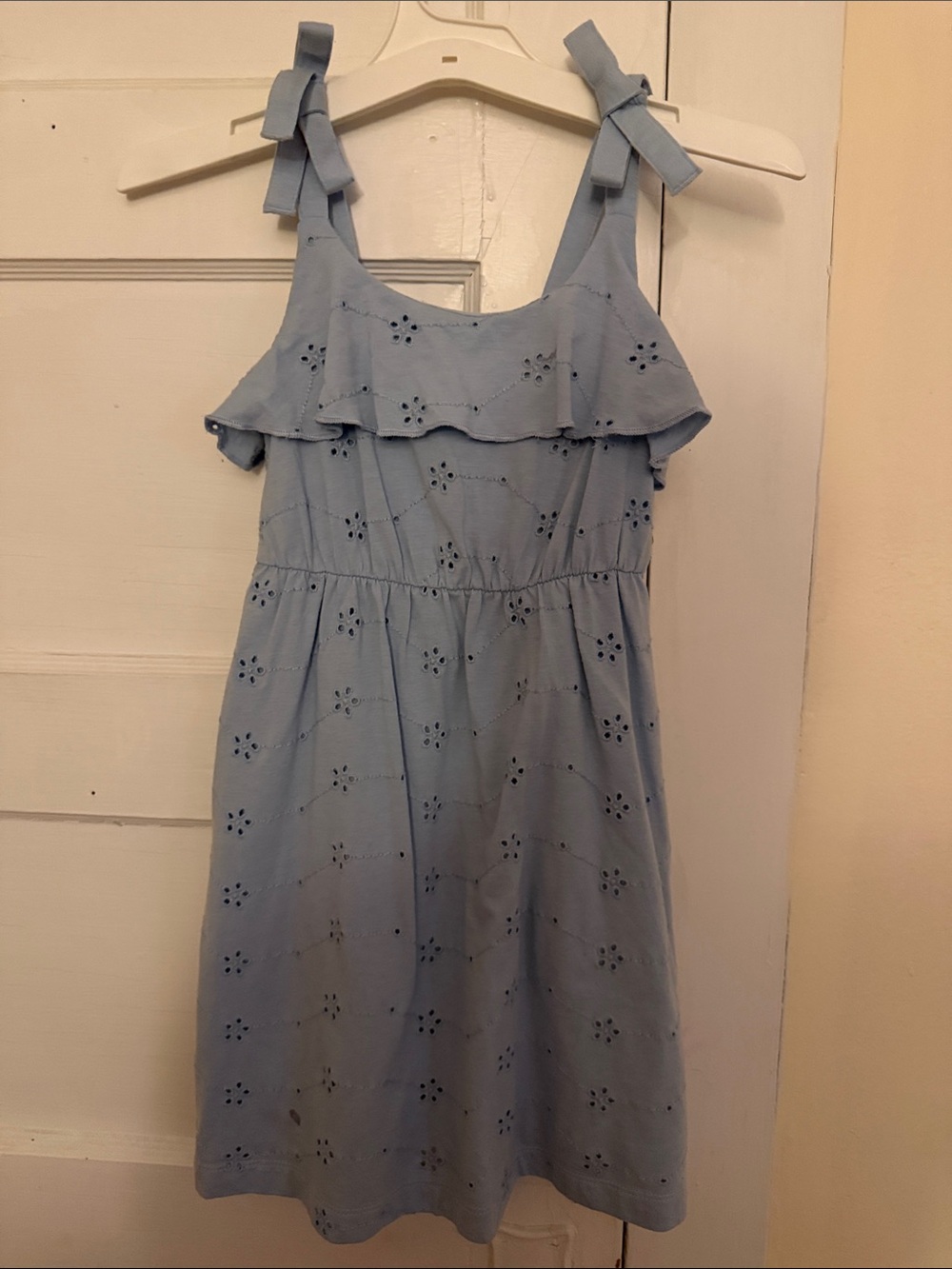 Cat & Jack Light Blue Eyelet Ruffle Strap Dress